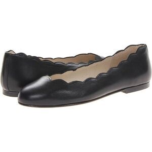 French Sole Jigsaw Ballet Flat Womens 10 Black Leather Round Toe Slip On ZOGG374